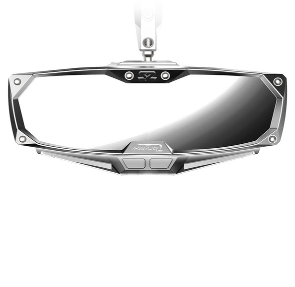 Seizmik - 06401409 - Mirror - Halo R - Rear View w/LED Cabin Light - Rectangle - Silver w/Silver Bezel - Polaris Pro-Fit