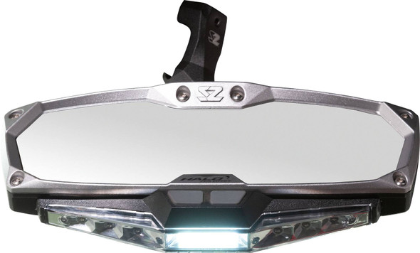 Seizmik - 06401410 - Mirror - Halo R - Rear View w/LED Cabin Light - Rectangle - Silver w/Silver Bezel - Can Am X3