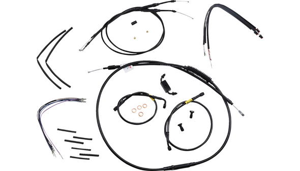 Burly Brand - 12" Black Handlebar Cable/Brake Line Install Kit fits Single Disc '12-'17 FXDWG (w/ ABS)