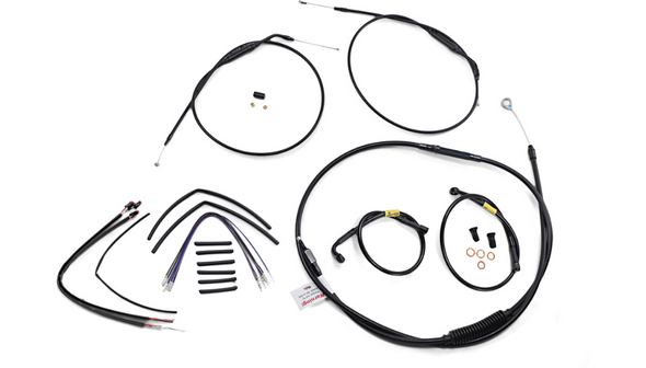 Burly Brand - 14" Black Handlebar Cable/Brake Line Install Kit fits Single Disc '12-'17 FXDWG (w/ ABS)