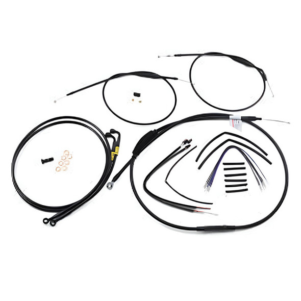 Burly Brand - 12" Black Handlebar Cable/Brake Line Install Kit fits Dual Disc '12-'17 FXDL/ FXDLS/ FXDF Dyna Models (w/o ABS)