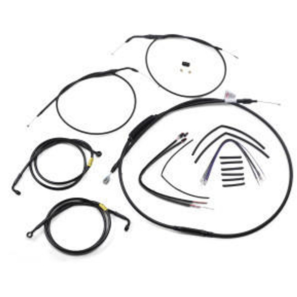  Burly Brand - 14" Black Handlebar Cable/Brake Line Install Kit fits Dual Disc '12-'17 FXDL/ FXDLS/ FXDF Dyna Models (w/o ABS) 