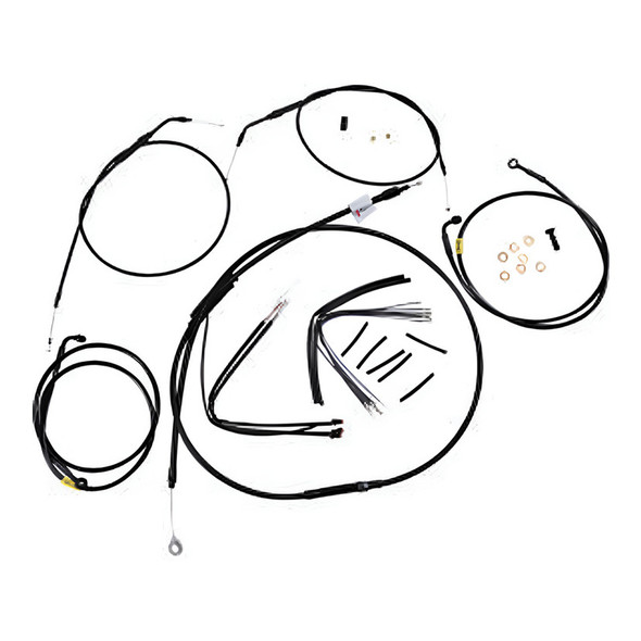 Burly Brand - 16" Black Handlebar Cable/Brake Line Install Kit fits Dual Disc '12-'17 FXDL/ FXDLS/ FXDF Dyna Models (w/o ABS)