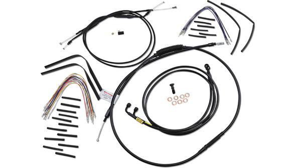  Burly Brand - 12" Black Handlebar Cable/Brake Line Install Kit fits Dual Disc '99-'05 FXDX/ FXDL Dyna Models 