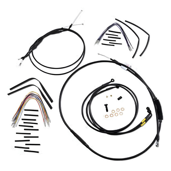 Burly Brand - 16" Black Handlebar Cable/Brake Line Install Kit fits Dual Disc '99-'05 FXDX/ FXDL Dyna Models