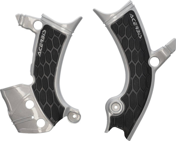 Acerbis - 2981441015 - X-Grip Frame Guards - Silver/Black - YZ 250/450 F/FX
