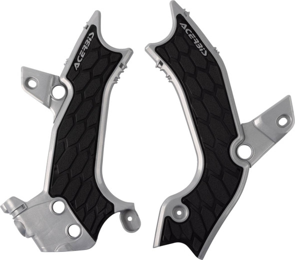 Acerbis - 2983671015 - X-Grip Frame Guards - Silver/Black - KX 250/X/450