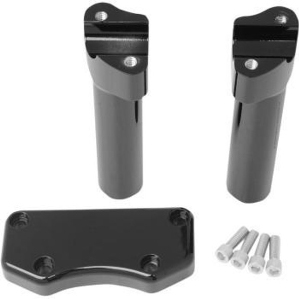 Drag Specialties Handlebar Riser/Top Clamp Kits for 1" Diameter Clamping Area - 6" Rise Gloss Black