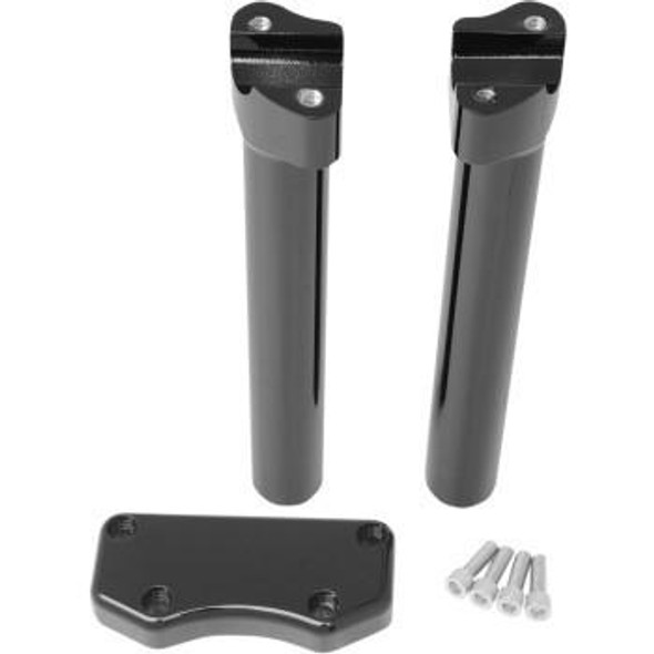 Drag Specialties Handlebar Riser/Top Clamp Kits for 1" Diameter Clamping Area - 10" Rise Gloss Black
