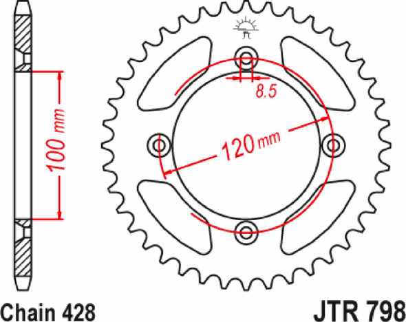 Jt Sprockets - JTR798.51 - Rear Sprocket - 51 Tooth - Yamaha