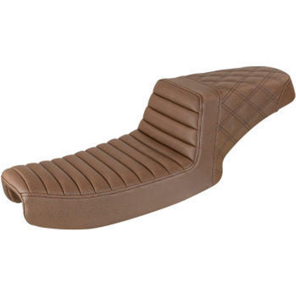 Saddlemen - Brown Rear Lattice Stitch Step-Up Seat fits '91-'95 FXD Models (Exc. FXDWG Models)