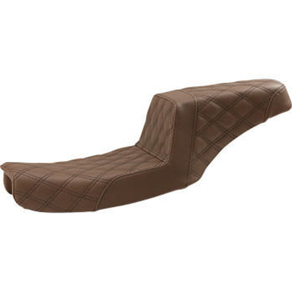 Saddlemen - Brown Full Lattice Stitch Step-Up Seat fits '91-'95 FXD Models (Exc. FXDWG Models)