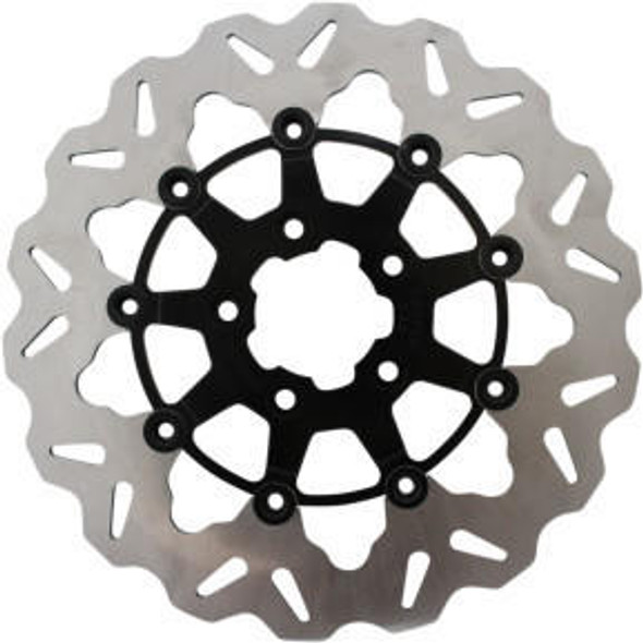 Galfer - 11.8" Wave® Front Full-Floating Center Hub Brake Rotor W/ Black Carrier fits '08-'13 Touring, '15-'17 Softail, '06-'17 Dyna Glide & '14-'20 Sportsters