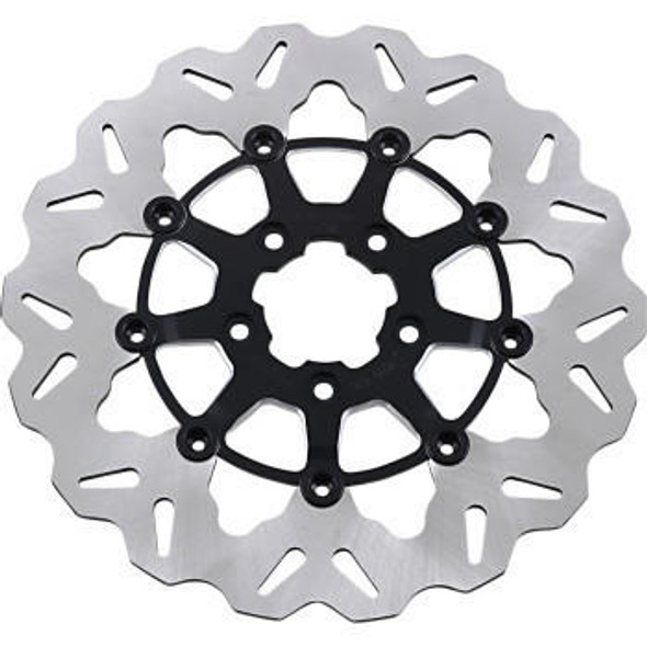 Galfer - 11.8" Wave® Front Full-Floating Center Hub Brake Rotor W/ Black/Machined Carrier fits '08-'13 Touring, '15-'17 Softail, '06-'17 Dyna Glide & '14-'20 Sportsters