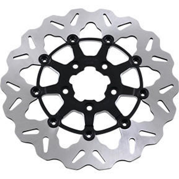 Galfer - 11.5" Wave® Full-Floating Center Hub Front Brake Rotor W/ Black/Machined Carrier fits '00-'14 Big Twin, '00-'13 Sportster Models (See Desc.)