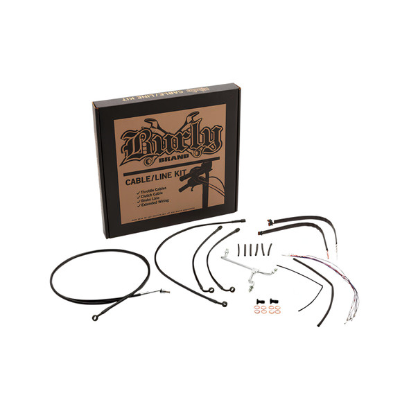 Burly Brand - Black Handlebar Cable/Line Install Kit for 14" Ape Hanger Bar fits '14-'16 FLHR/FLHRC Models (W/ ABS)