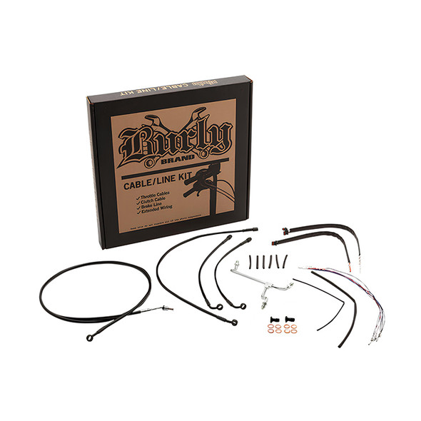 Burly Brand - Stainless Steel Handlebar Cable/Line Install Kit for 18" Ape Hanger Bar fits '14-'16 FLHR (W/O ABS)