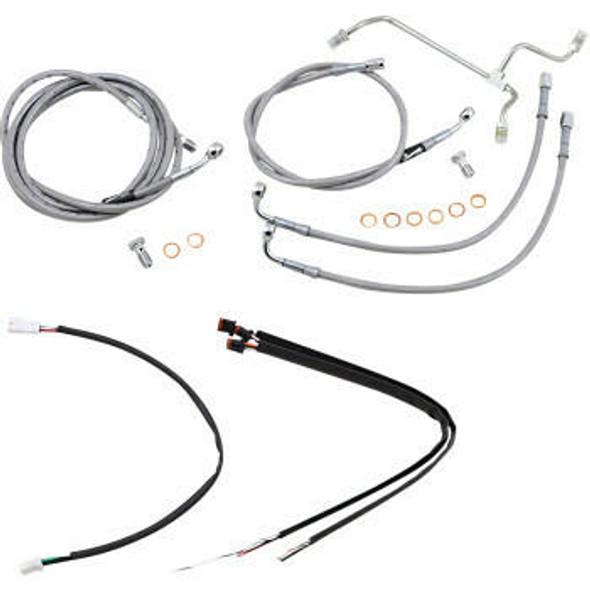  Burly Brand - Stainless Steel Handlebar Cable/Line Install Kit for 16" Ape Hanger Bar fits '17-'23 FLHR/FLTRX Models (W/O ABS) 