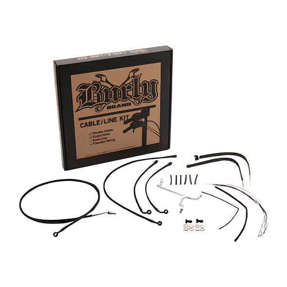 Burly Brand - Stainless Steel Handlebar Cable/Line Install Kit for 16" Ape Hanger Bar fits '17-'20 Touring Models (W/ ABS)