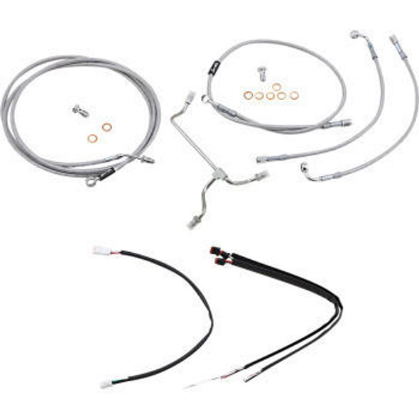  Burly Brand - Stainless Steel Handlebar Cable/Line Install Kit for 18" Ape Hanger Bar fits '17-'20 FLHR/FLTRX Models (W/O ABS) 