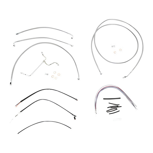 Burly Brand - Stainless Steel Handlebar Cable/Line Install Kit for 15" Ape Hanger Bar fits '14-'15 FLHX/FLHT/C/U (W/O ABS)