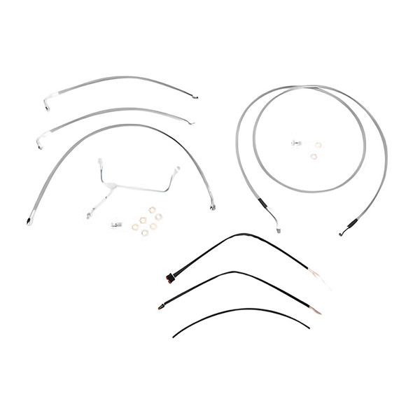 Burly Brand - Stainless Steel Handlebar Cable/Line Install Kit for 13" Ape Hanger Bar fits '14-'15 FLHX/FLHT/C/U (W/O ABS)