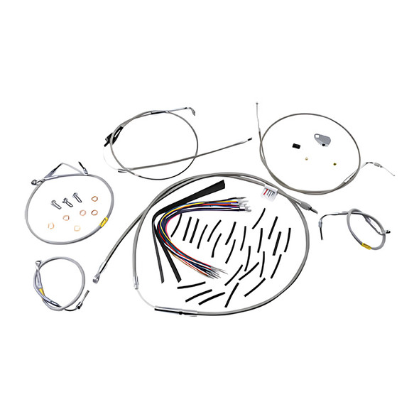 Burly Brand - Stainless Steel Handlebar Cable/Line Install Kit for 13" Ape Hanger Bar fits '00-'06 FLHT/C/CU, '06 FLHX (W/ Cruise)