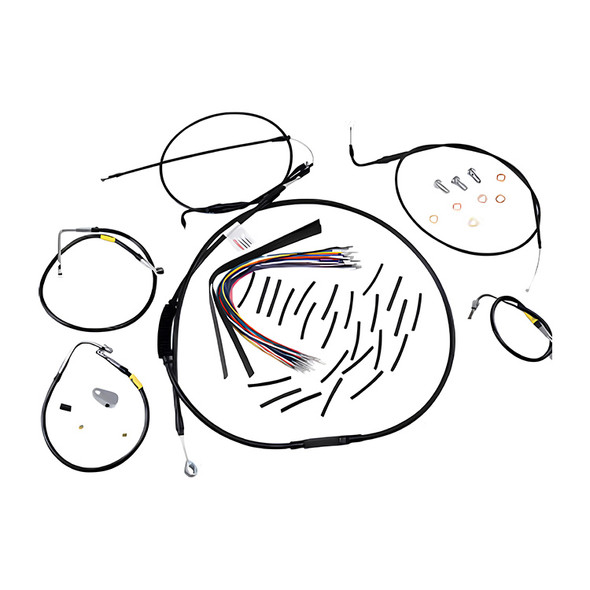 Burly Brand - Black Handlebar Cable/Line Install Kit for 15" Ape Hanger Bar fits '00-'06 FLHT/C/CU, '06 FLHX (W/ Cruise)