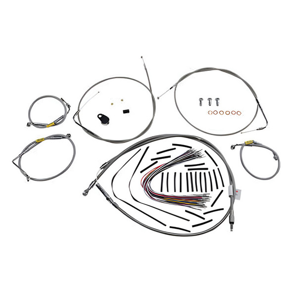 Burly Brand - Stainless Steel Handlebar Cable/Line Install Kit for 13" Ape Hanger Bar fits '00-'06 FLHT/C/CU, '06 FLHX (W/O Cruise)