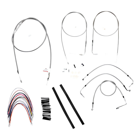 Burly Brand - Stainless Steel Handlebar Cable/Line Install Kit for 14" Ape Hanger Bar fits '07 FLHR/I/CI/S/SI & FLTR (W/O Cruise)