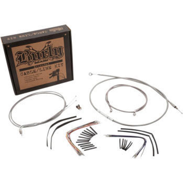  Burly Brand - Stainless Steel Handlebar Cable/Line Install Kit for 18" Ape Hanger Bar fits '08-'13 FLHR/C & FLTR/U/X (W/ ABS) 