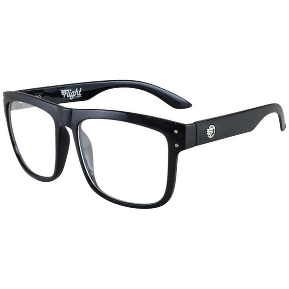  Flight Eyewear Benny V2 Square Riding Sunglasses - Black Frame/ Clear Lens 