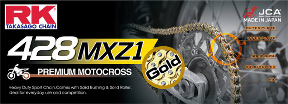 Rk - GB428MXZ1-134 - 428 MXZ1 - Chain - 134 Links - Gold