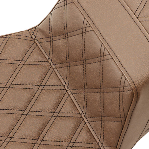 Saddlemen -  Brown Full Lattice Stitch Extended Reach Step-Up Seat fits '08-'25 Touring Models (Except '23 FLHXSE/​FLTRXSE) & '09-'13 H-D FL Trikes