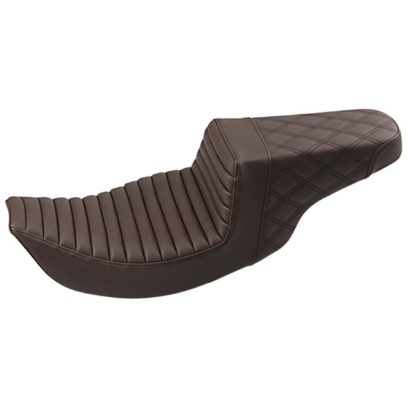 Saddlemen - Brown Front Tuck N' Roll, Rear Lattice Stitch Extended Reach Step-Up Seat fits '08-'25 Touring (Except '23 FLHXSE/​FLTRXSE) & '09-'13 H-D FL Trikes Models