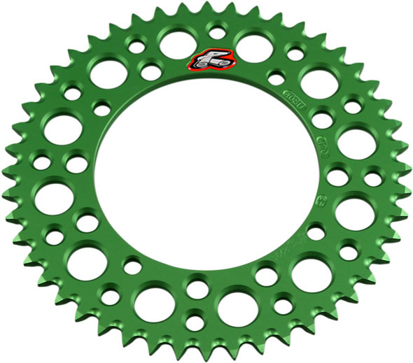 Renthal - 408U-420-48GEGN - Rear Sprocket - Aluminum - 48 Tooth - Green - Kawasaki/Suzuki