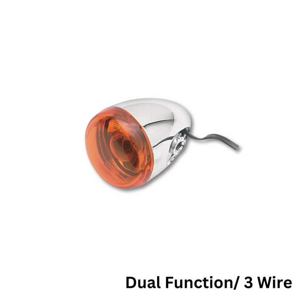Chris Products - Custom Rear Signal Light Assembly - Chrome/Amber, Dual Filament 3 Wire, Bracket Mount