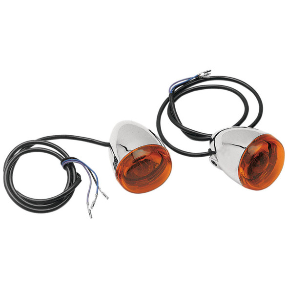  Chris Products - Custom Front Signal Light Assembly - Chrome/Amber, Dual Filament, Stem Mount 