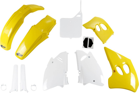 Ufo - SUKIT394F@999 - Body Kit - '94-'95 OEM Yellow/White - Kawasaki - KX '93-'95