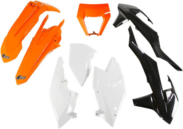 Ufo - KTKIT523999W - Replacement Body Kit - '18 OEM Orange/White/Black - KTM - EX '17-'19