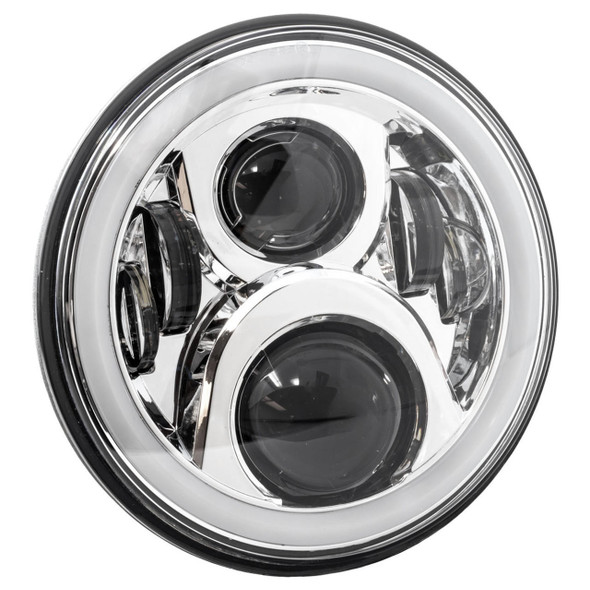Lectric Lighting Co. - Chrome 7" Premium Wide-Array LED Headlight W/ Full-HALO