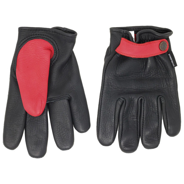 Deadbeat Customs - Ranger Deerskin Leather Gloves - Black/ Red