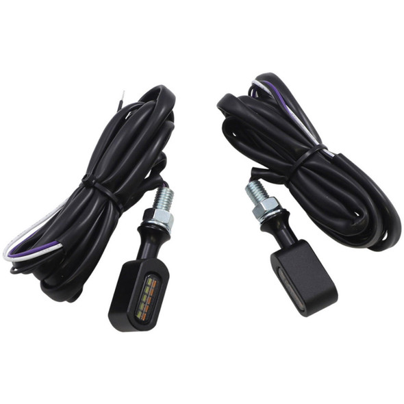 Drag Specialties - Matte Black Front LED Handlebar Marker Lights W/ Smoke Lens For Universal Applications