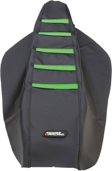 Moose Offroad -  - Ribbed Seat Cover - Black Cover/Green Ribs - Kawasaki