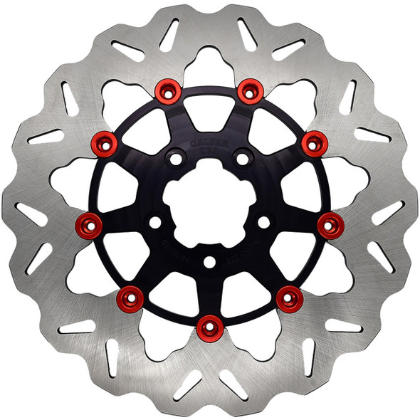 Galfer - 11.8" Rear Full-Floating W/ Black Carrier & Red Buttons Brake Rotor fits '08-'21 Touring Models