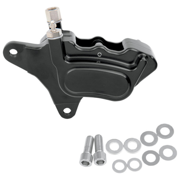  GMA - Smooth Black Front 4-Piston Millenium Series Single-Disc M-Caliper fits '84-'99 HD Models (Exc. Springers) 