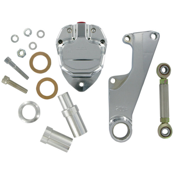 GMA - Classic Chrome 2-Piston Front Brake Caliper fits Paughco Custom Springers W/ Single Flange Hub Wheel