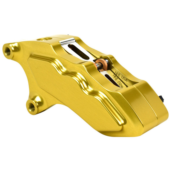 Hawg Halters - Gold 6-Piston Front Direct Bolt-On Single Disc Brake Caliper for 13" Rotors fits '00-'21 Models (Exc. Springers & '06-'17 Dyna Models)