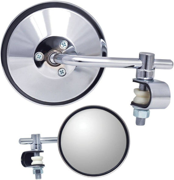 Parts Unlimited -  - Mirror - Side View - Round - Chrome - Short - Each