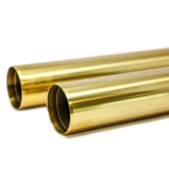 Deadbeat Customs - 49MM Gold TiN Coated Harley Fork Tubes - Standard 25.5" fits '06-'17 Dyna Models